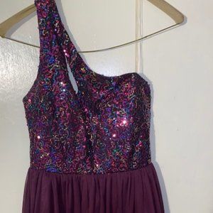 Short Purple/Burgundy One Shoulder Formal Dress